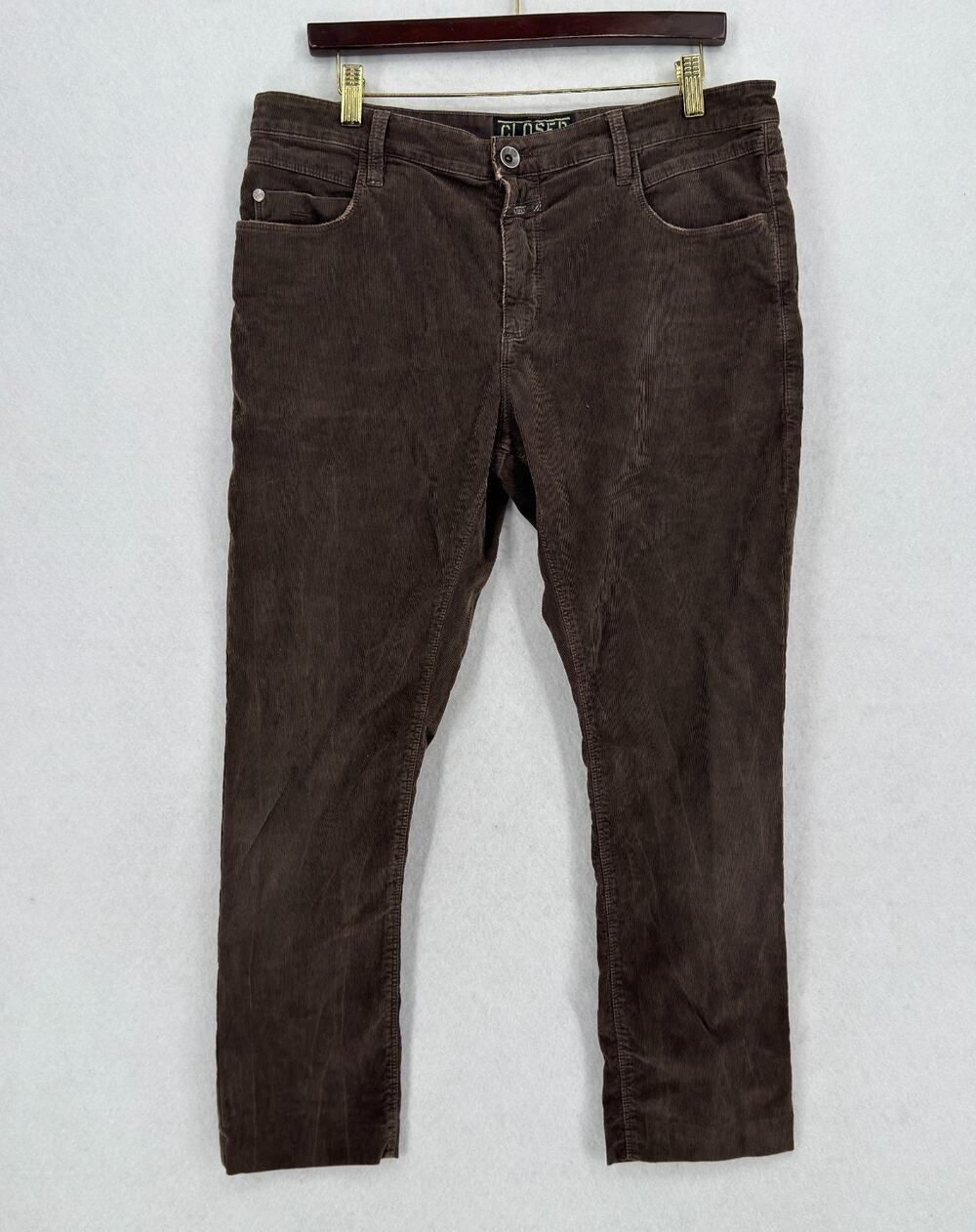 Closed Jasper Mens Brown Corduroy Cotton Straight Leg Trouser Pants Sz 34